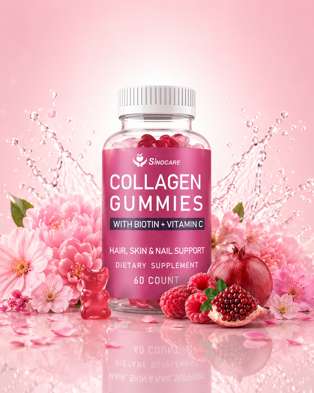 Sinocare Collagen Gummies with Biotin + Vitamin C – 60 Gummies